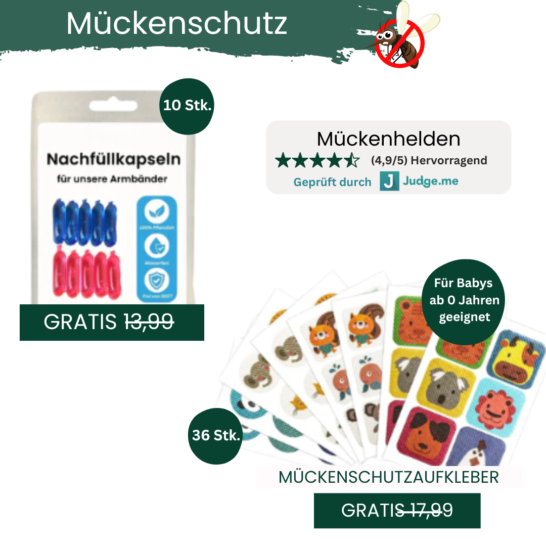 36x Mückenschutz Sticker + 10x Nachfüllkapsel